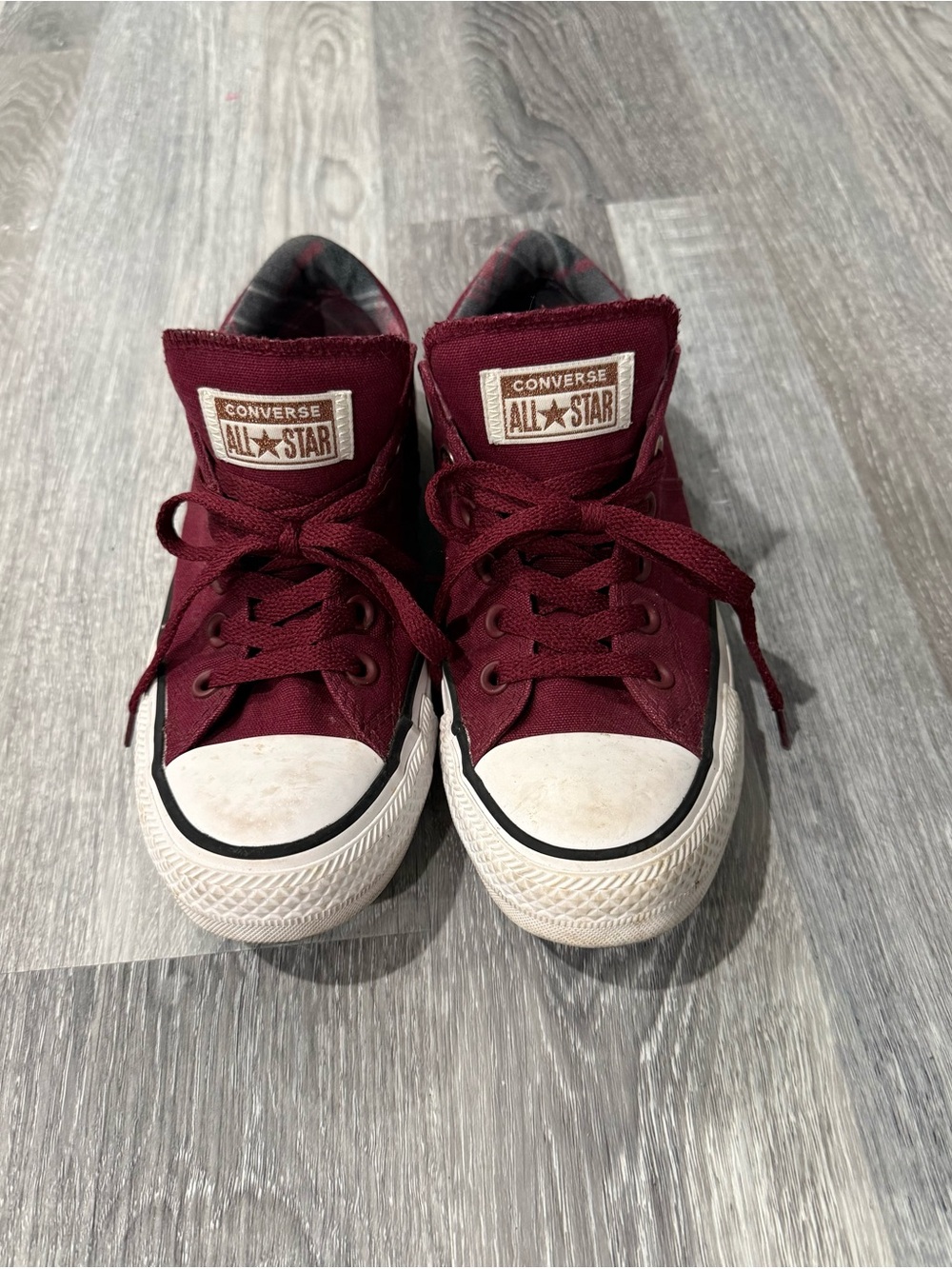 Converse Chuck Taylor All Star Madison Burgundy and Plaid Sneakers Size 8